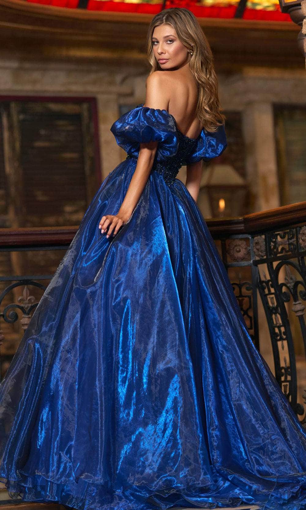 Lady Shiny Mesh Dress Puff Sleeve Princess Party Evening Prom Ball Gown  Blue | eBay